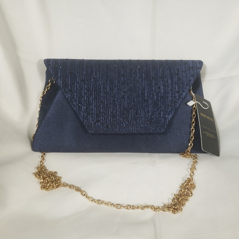 Mihawk navy blue clutch evening bag cross body purse